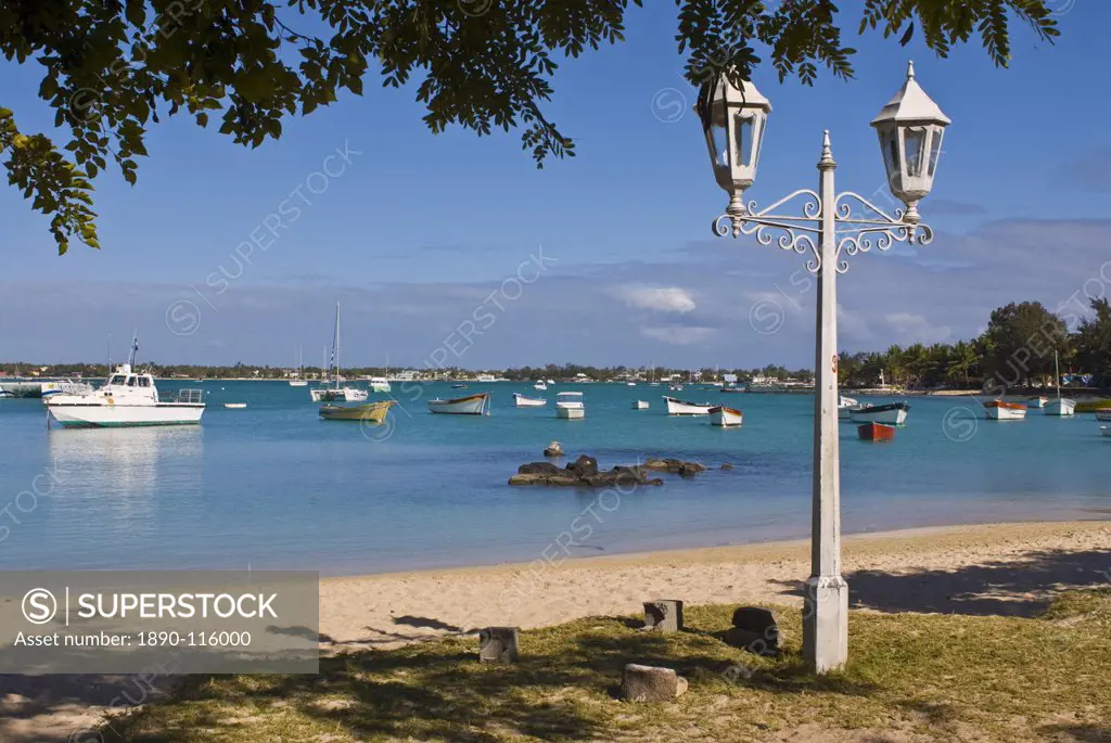 The bay and beach of Grand Baie, Mauritius, Indian Ocean, Africa