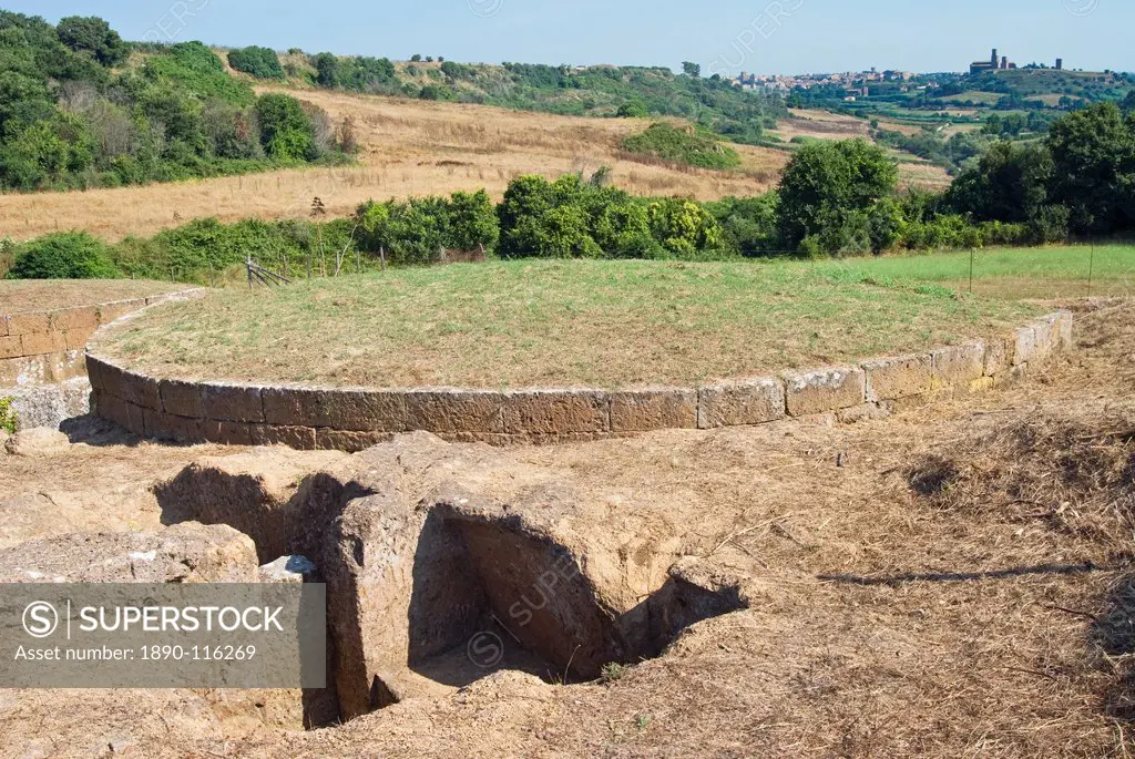 Etruscan Necropolis of Ara del Tufo, Tumulus Tomb, Tuscania, Viterbo, Lazio, Latium, Italy, Europe
