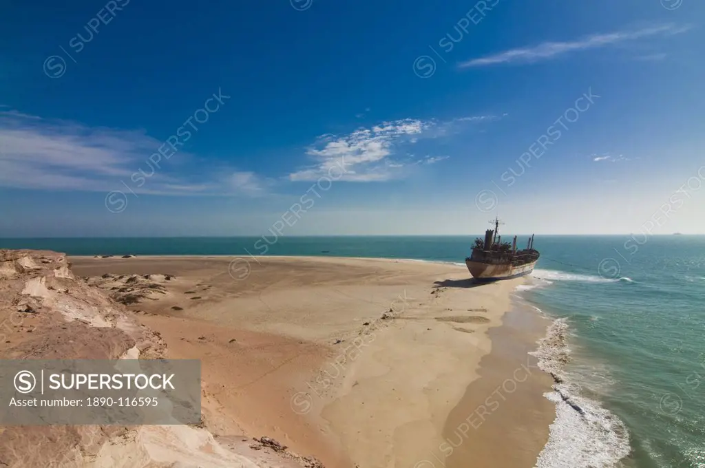 Stranded vessel at a beach of Cap Blanc, Nouadhibou, Mauritania, Africa