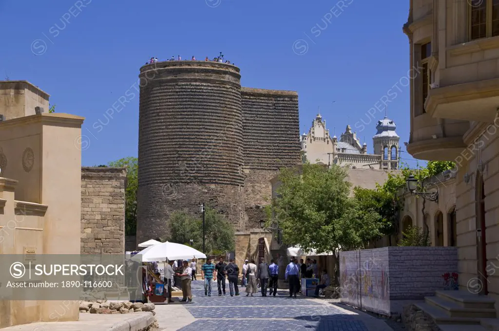 Maiden Tower in the center of the old town of Baku, UNESCO World Heritage Site, Azerbaijan, Central Asia, Asia