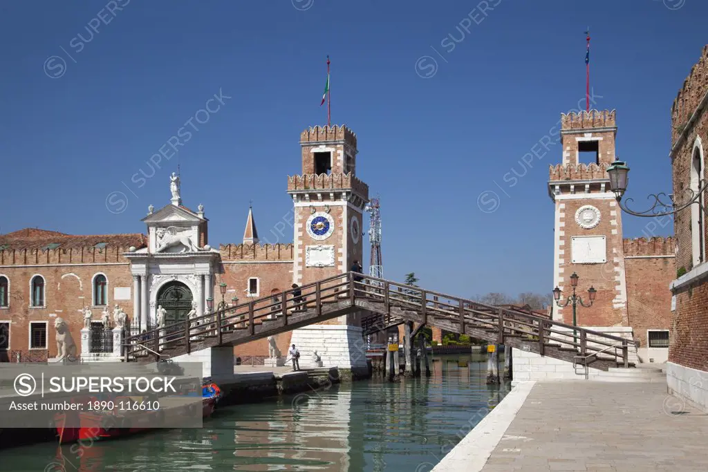Main entrance, Arsenale, Castello district, Venice, UNESCO World Heritage Site, Veneto, Italy, Europe