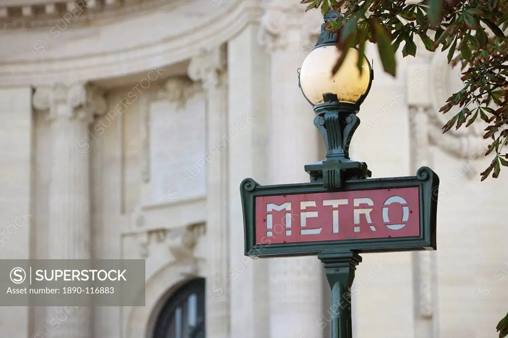 Metro sign, Paris, France, Europe