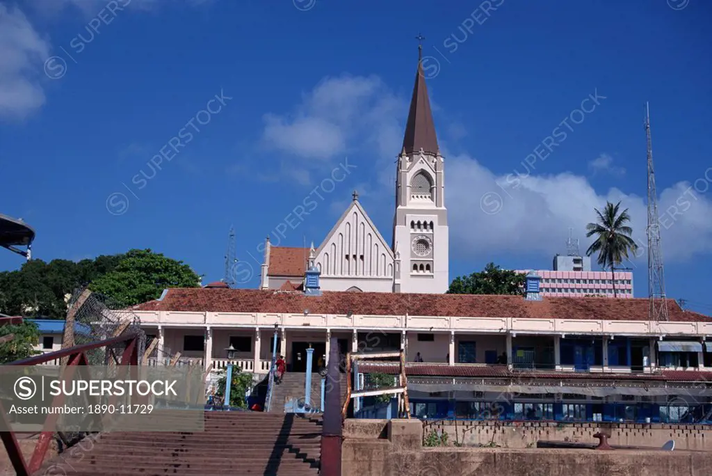 Roman Catholic cathedral and waterfront building, Dar_es_Salaam, Tanzania, East Africa, Africa