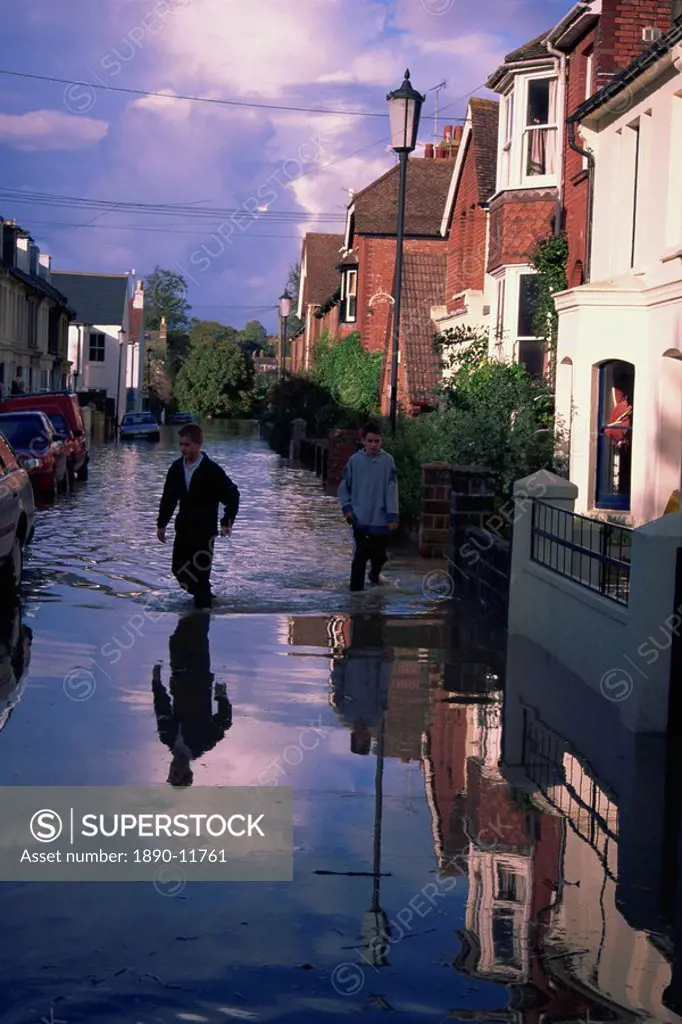 The Pells area of Lewes during the floods of October 2000, Lewes, East Sussex, England, United Kingdom, Europe