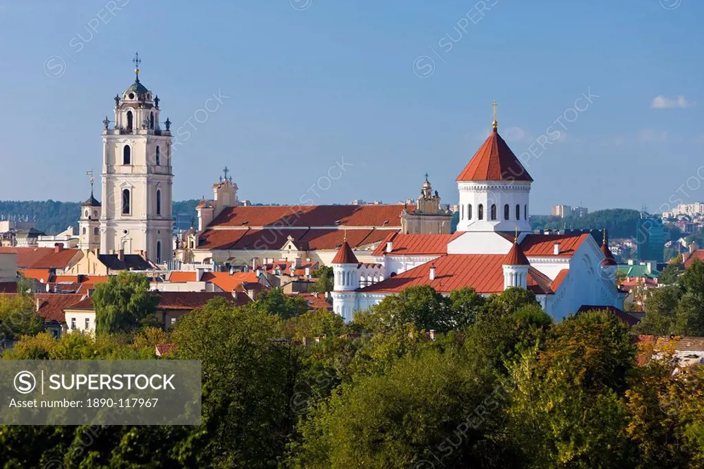 Church of the Holy Mother of God and the tower of St. Michael´s Church, Vilnius, Lithuania, Baltic States, Europe