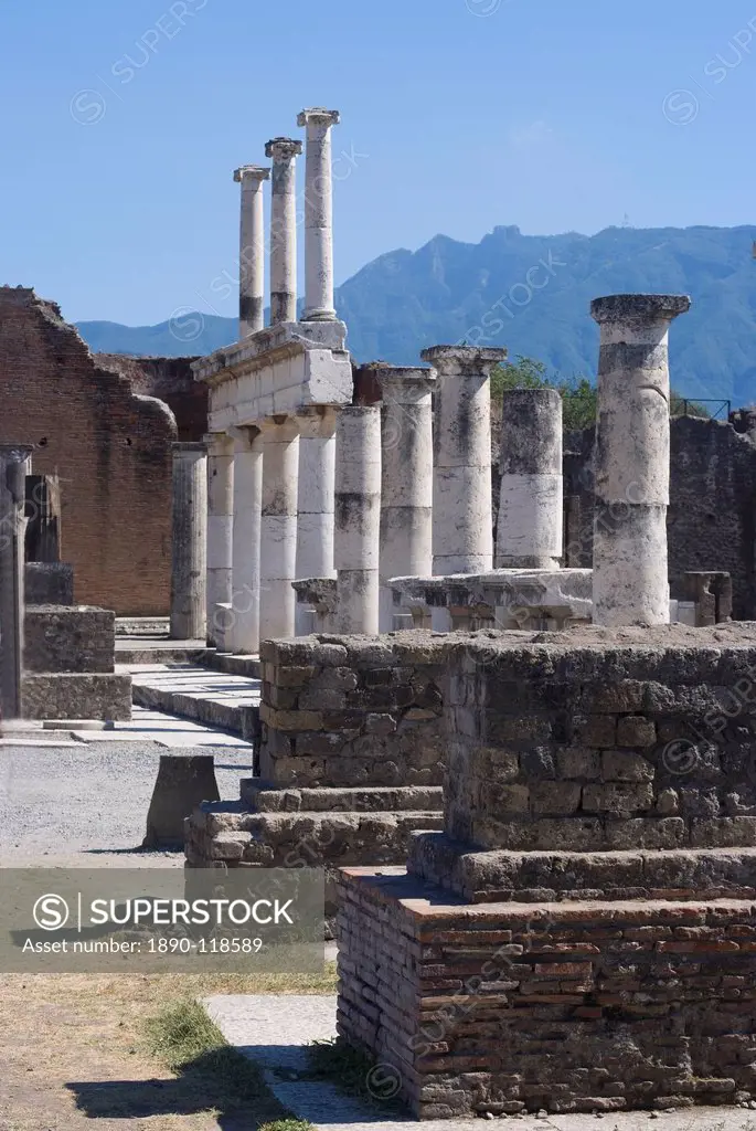 The Forum at the ruins of the Roman site of Pompeii, UNESCO World Heritage Site, Campania, Italy, Europe