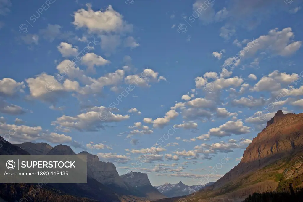Clouds over the mountains around St. Mary Lake, Glacier National Park, Montana, United States of America, North America