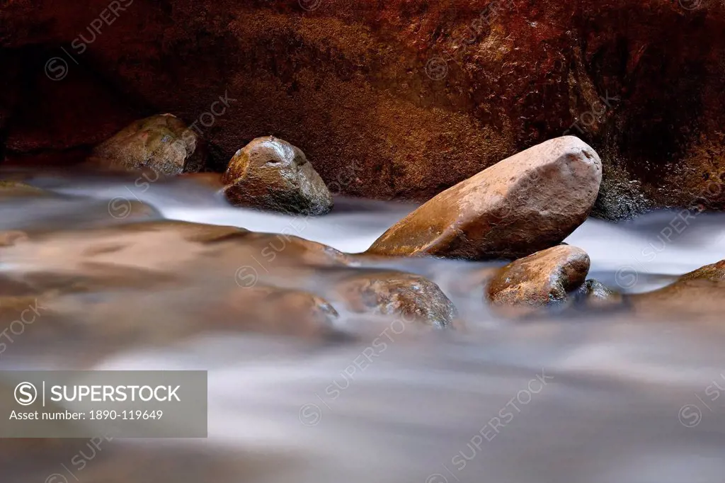 Round rocks in the Virgin River near The Narrows, Zion National Park, Utah, United States of America, North America