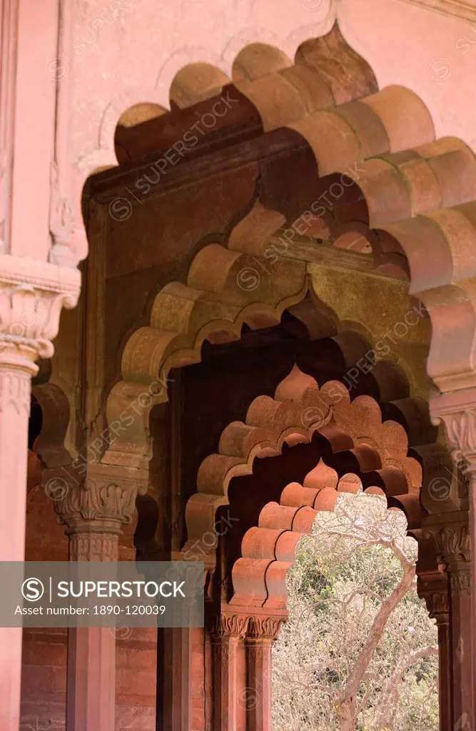 The arches of Diwan_i_Aam, Red Fort, Old Delhi, India, Asia