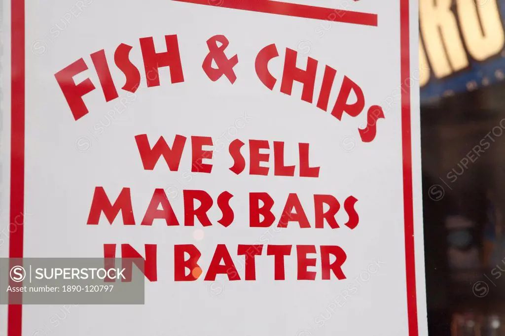 Fish and chips sign, Edinburgh, Scotland, United Kingdom, Europe