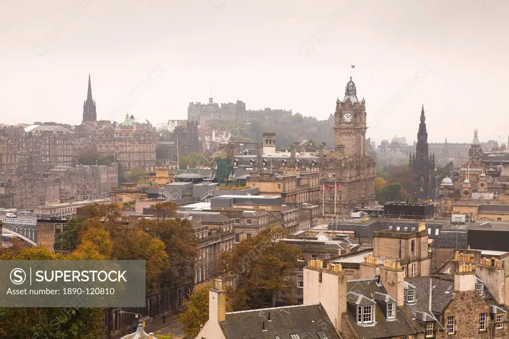 Edinburgh cityscape from Calton Hill, Edinburgh, Scotland, United Kingdom, Europe