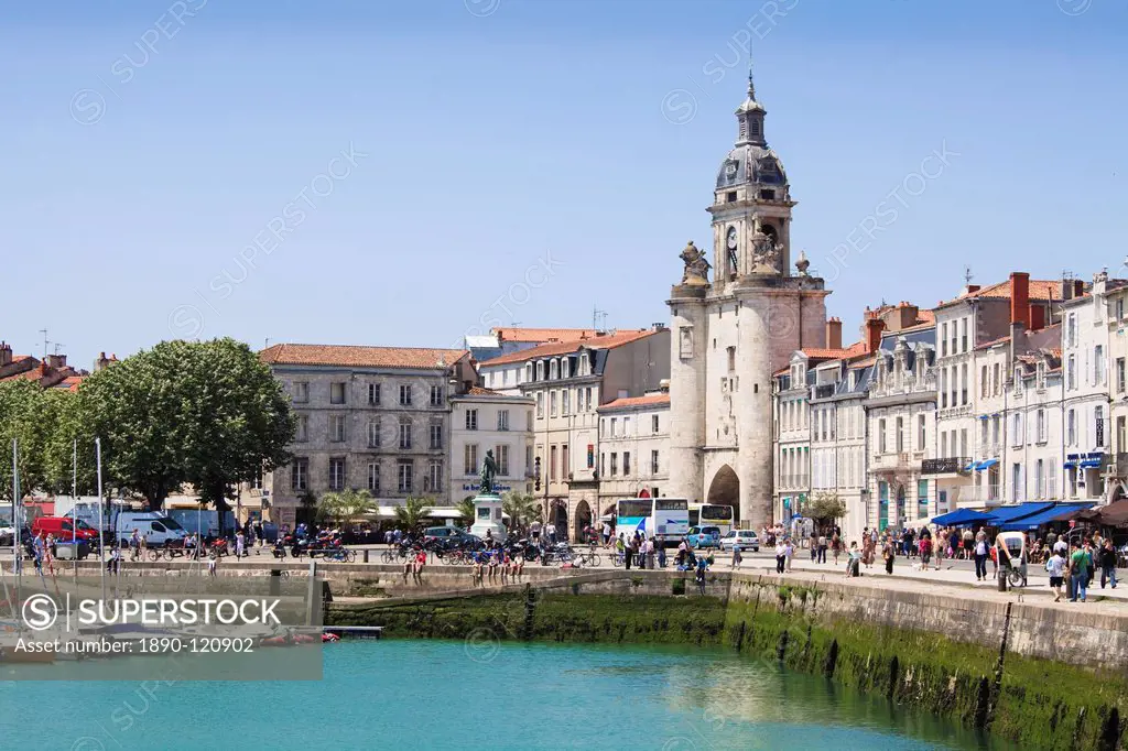 The Great Clock Tower by the harbour, La Rochelle, Charente_Maritime, France, Europe