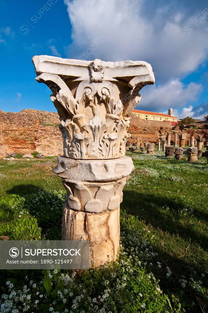 Old ruined pillars, in the hammam Seghir, Cherchell, Algeria, North Africa, Africa