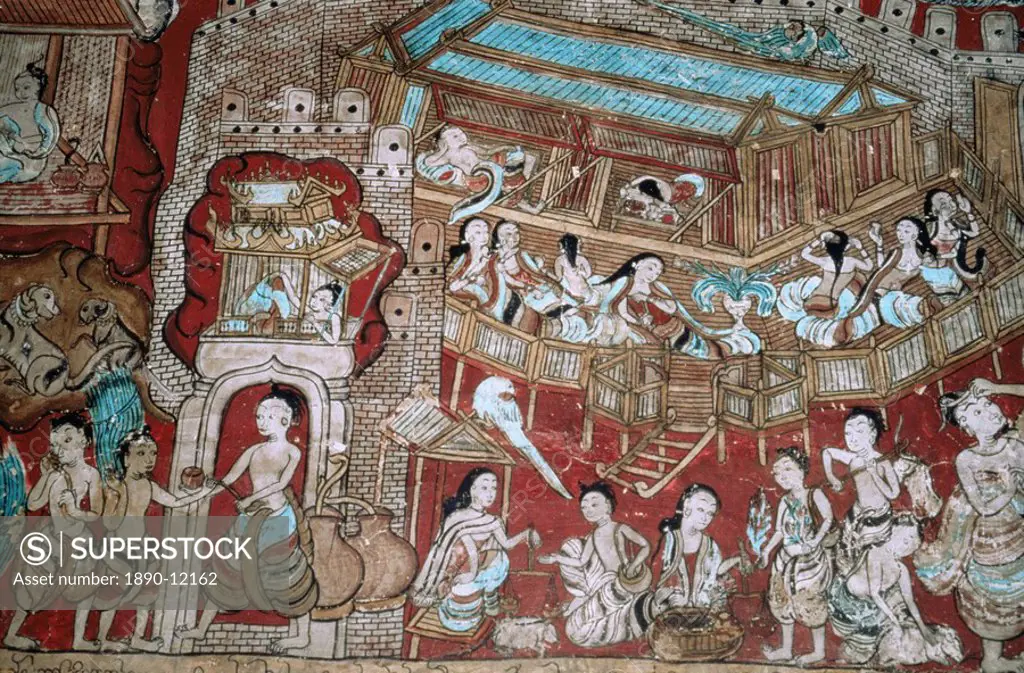 Murals, Ananda temple, Bagan Pagan, Myanmar Burma, Asia