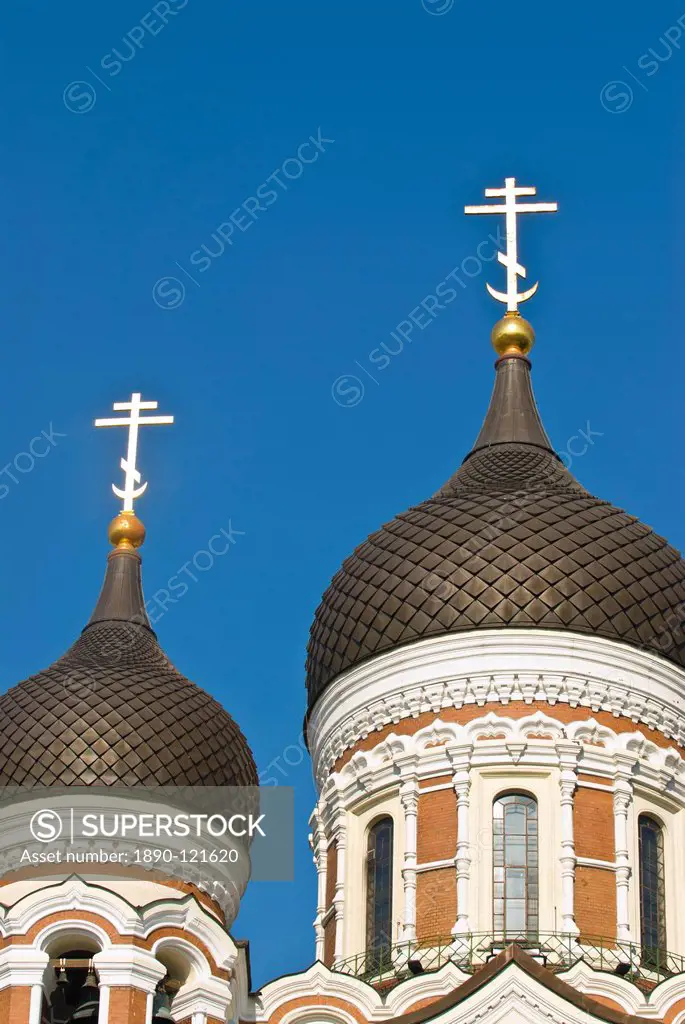 The towers of Alexander Nevsky Cathedral in Tallinn, Estonia, Baltic States, Europe