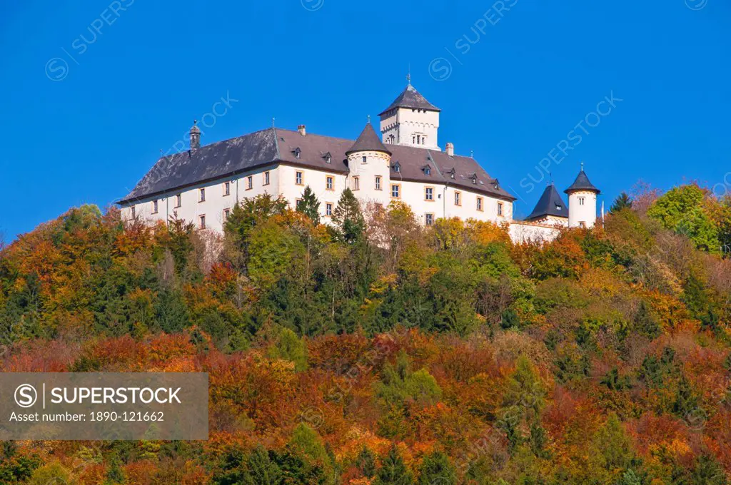 Castle Greifenstein in autumm, Franconian Switzerland region, Franconia, Bavaria, Germany, Europe