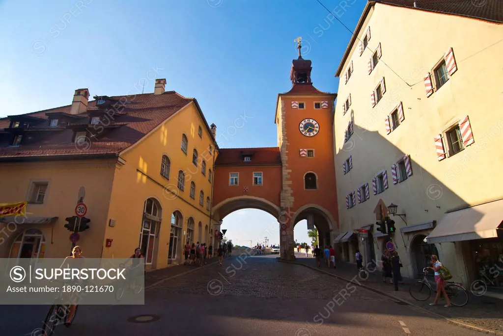 The famous stone bridge, Regensburg, Bavaria, Germany, Europe