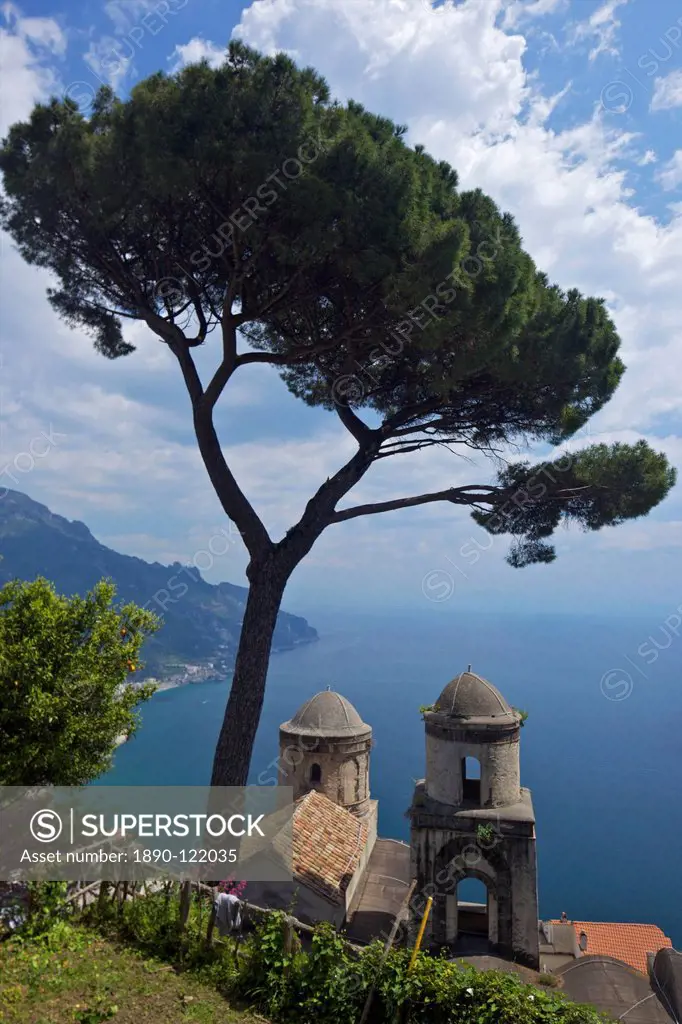 View from Villa Rufolo Gardens, Ravello, Amalfi, UNESCO World Heritage Site, Campania, Italy, Europe