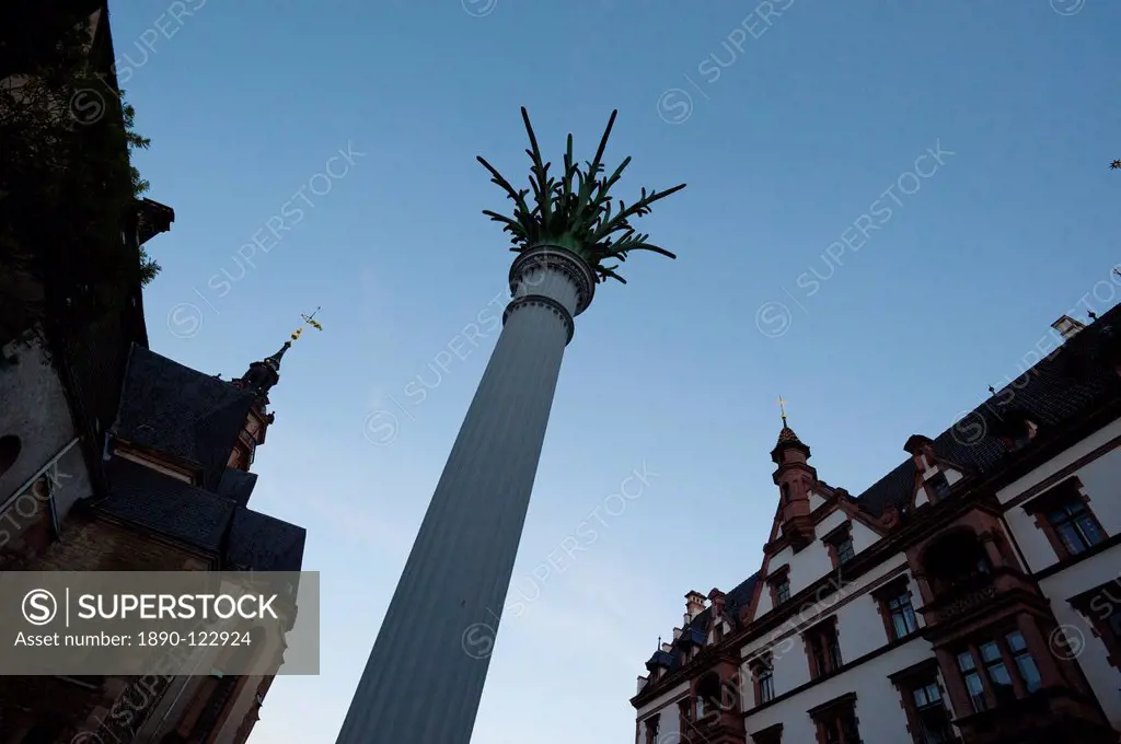 Column outside of Nikolaikirche, Leipzig, Saxony, Germany, Europe