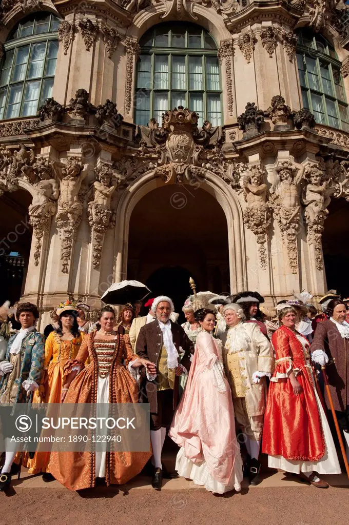 Costumed re_enactors at the Zwinger, Dresden, Saxony, Germany, Europe