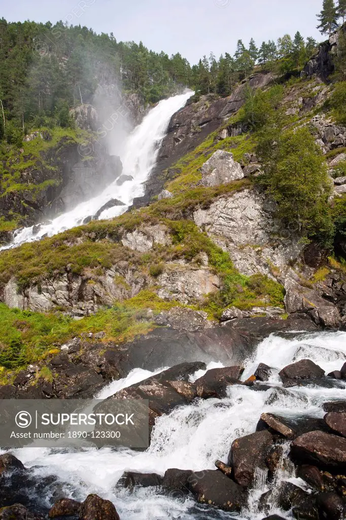 Latefoss waterfalls, Odda, Hordaland, Norway, Scandinavia, Europe