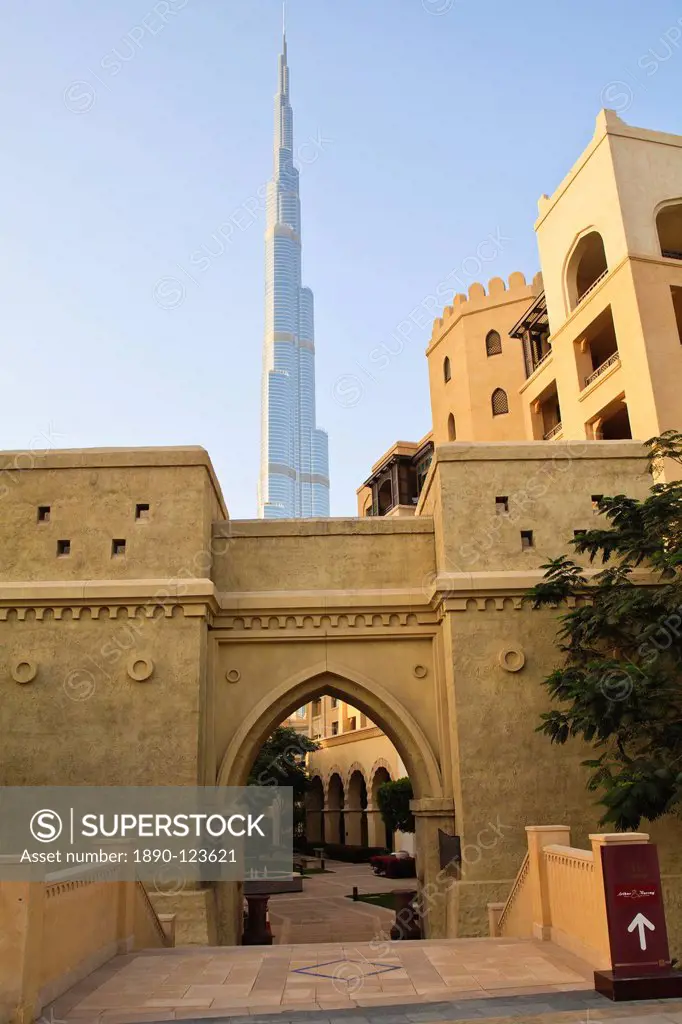 Downtown district with the Burj Khalifa and Palace Hotel, Dubai, United Arab Emirates, Middle East