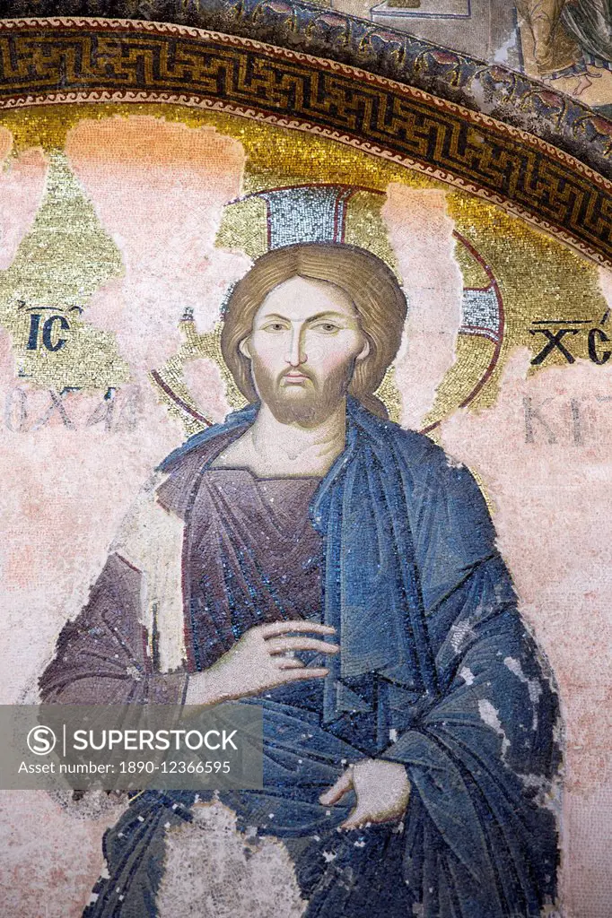 St. Savior Deesis mosaic of Jesus Christ, The Chalkite Christ, Church of St. Saviour in Chora, Kariye Museum, Istanbul, Turkey, Europe