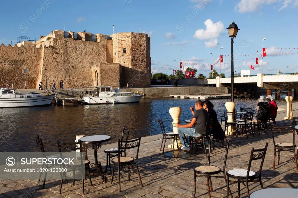 Old port canal and kasbah wall, Bizerte, Tunisia, North Africa, Africa
