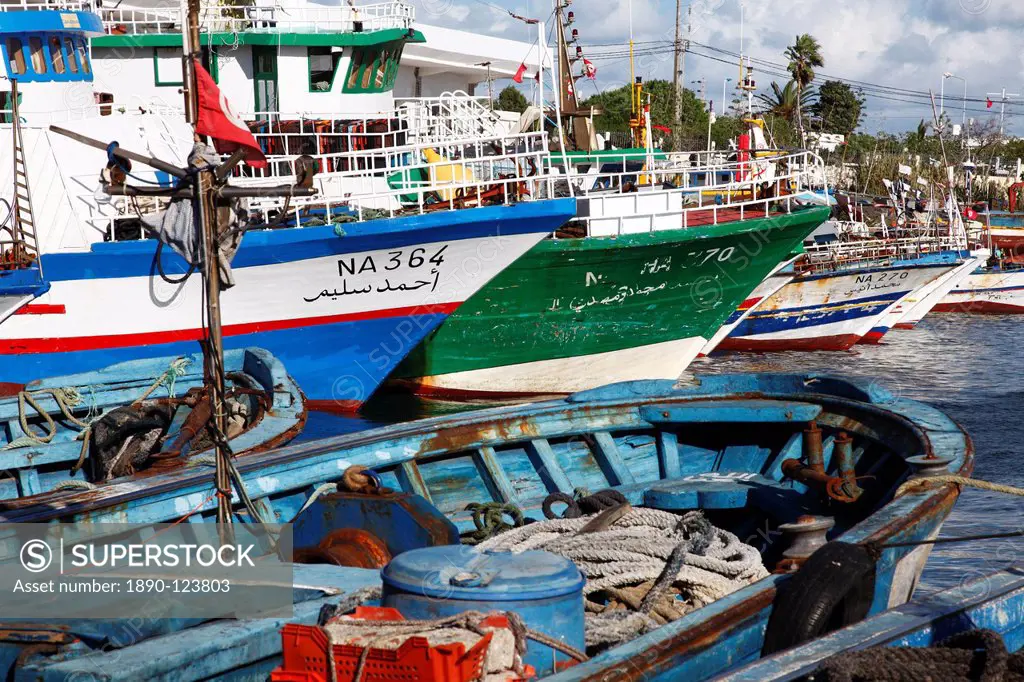 Fishing boats, Kelibia Harbour, Tunisia, North Africa, Africa