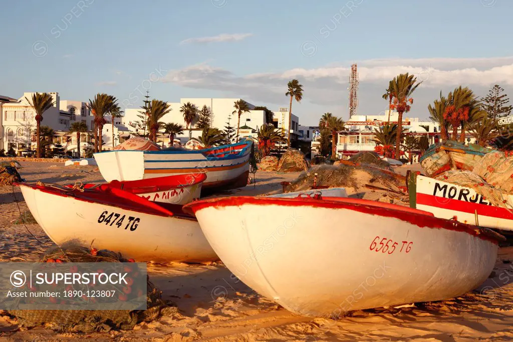 Fishing boats by the harbour, Hammamet, Tunisia, North Africa, Africa