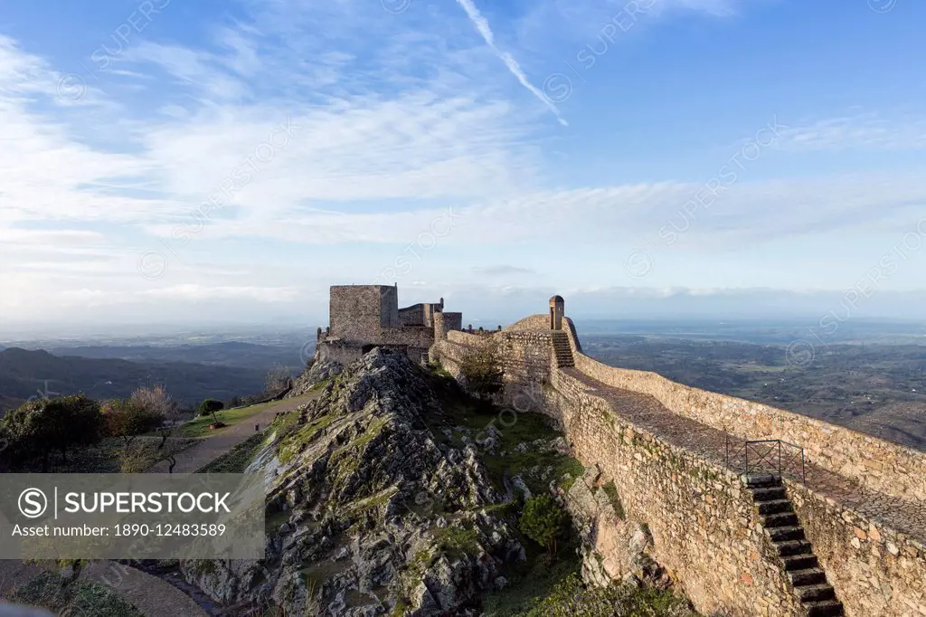 The 13th century medieval castle in Marvao, built by King Dinis, Marvao, Alentejo, Portugal, Europe