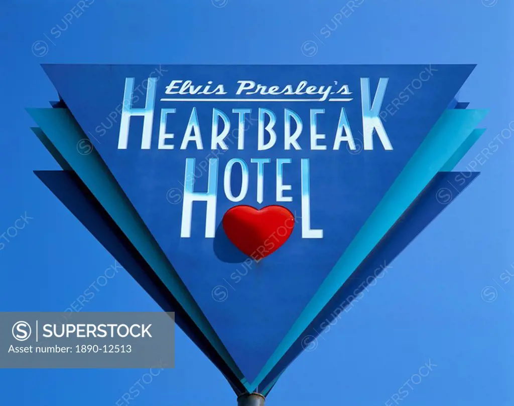 Elvis Presley´s Heartbreak Hotel sign, Memphis, Tennessee, United States of America, North America