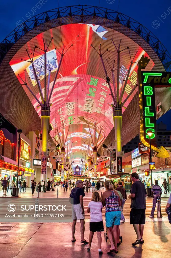The digital Fremont Experience ceiling display over Fremont Street, Las Vegas, Nevada, United States of America, North America