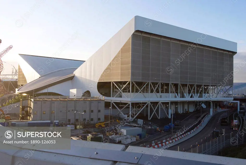 The Aquatic Centre under construction for the 2012 Olympics, Stratford, London, England, United Kingdom, Europe