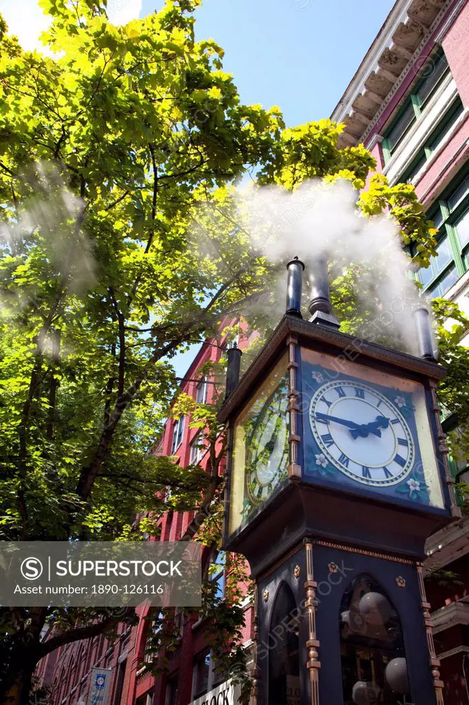 The Steam Clock on Water Street, Gastown, Vancouver, British Columbia, Canada, North America