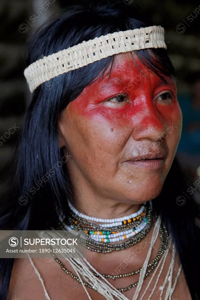 Native Huaorani people at Yasuni National Park, Amazon, Ecuador, South America