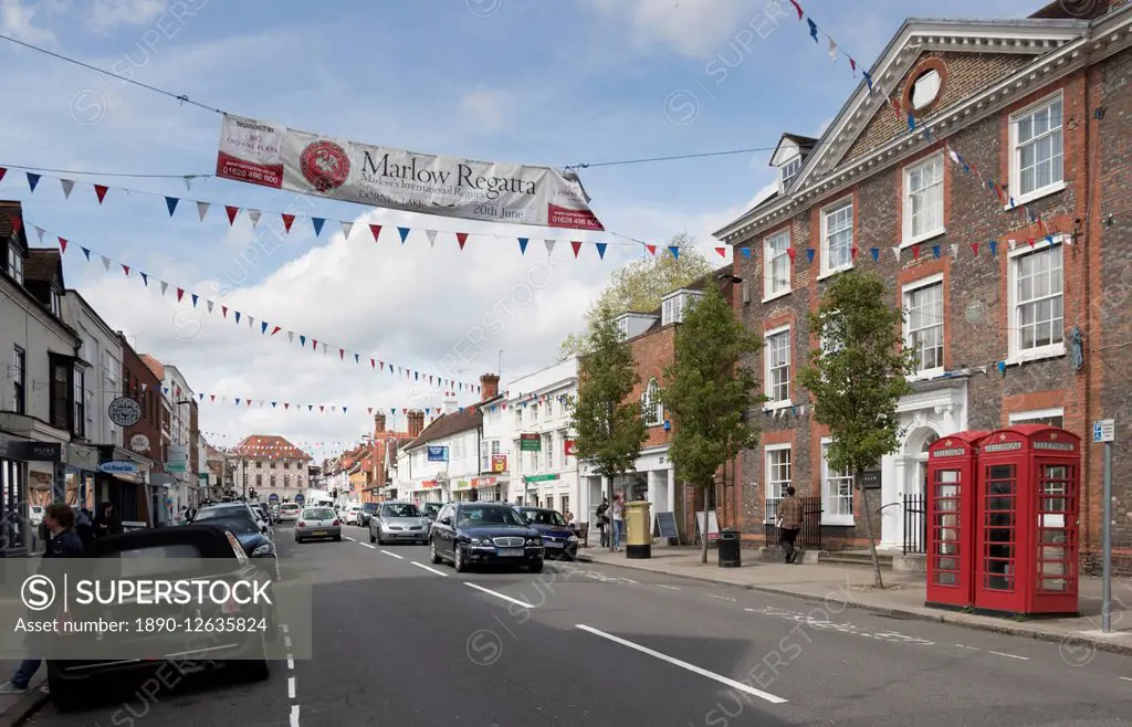 Old Post Office Building and High Street, Marlow, Buckinghamshire, England, United Kingdom, Europe