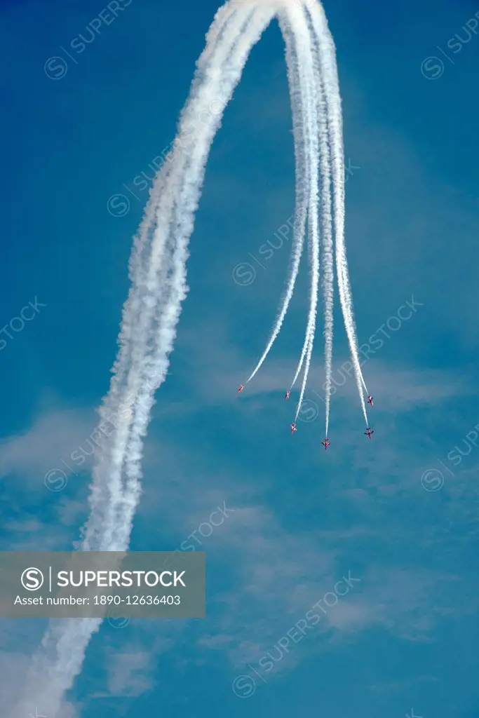 The Red Arrows at the VE Day Anniversary Air Show at Duxford, Cambridgeshire, England, United Kingdom, Europe