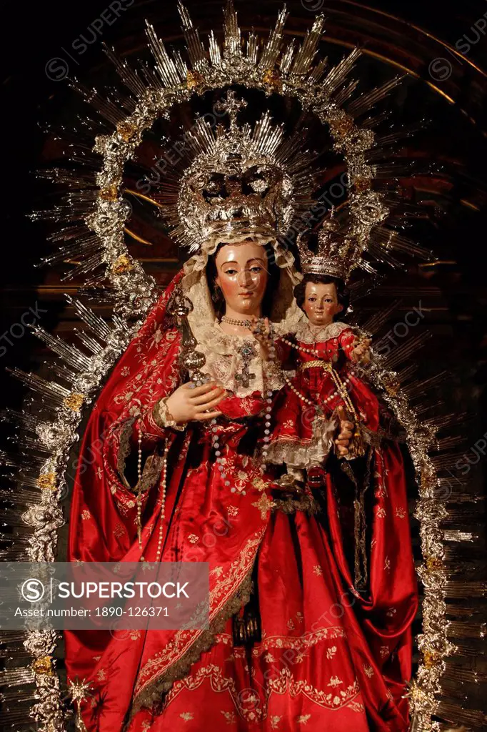 Virgin and Child sculpture in Seville cathedral, Seville, Andalucia, Spain, Europe