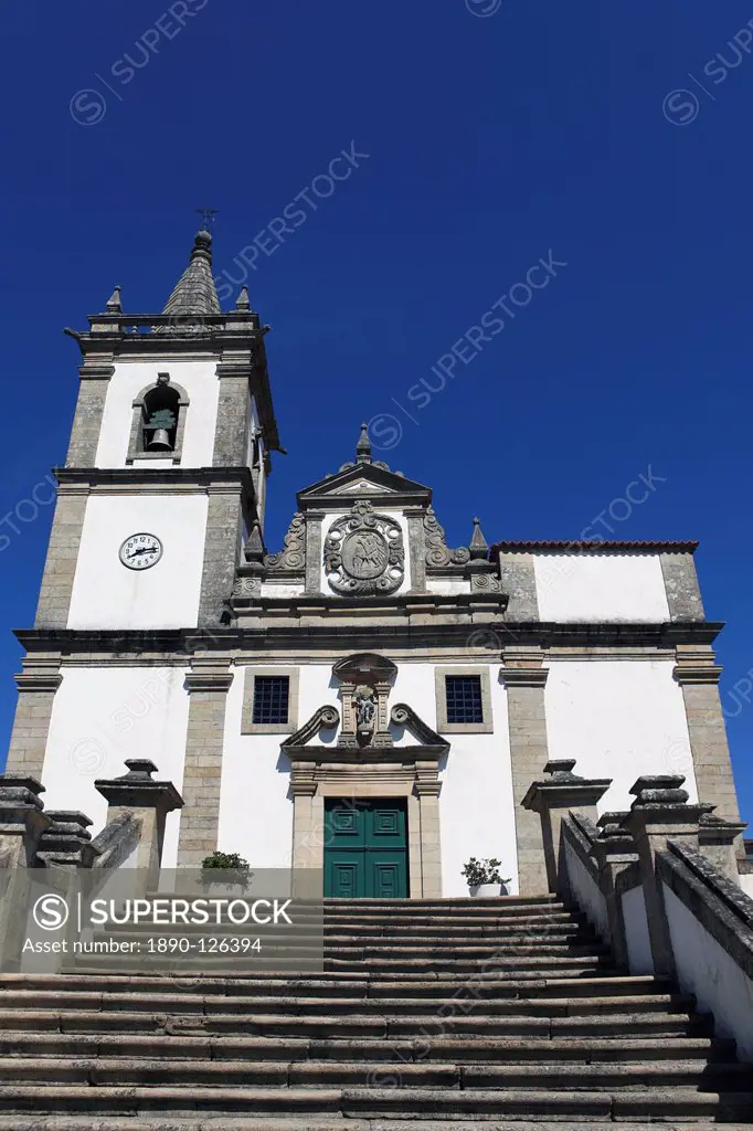 The 18th century Baroque_style Igreja Matriz church, by architect Manuel Pinto Villalobos, in Ponte da Barca, Minho, Portugal, Europe
