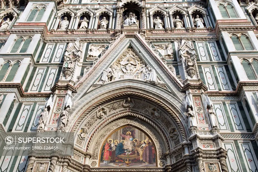 Facade of cathedral Santa Maria del Fiore Duomo, UNESCO World Heritage Site, Florence, Tuscany, Italy, Europe