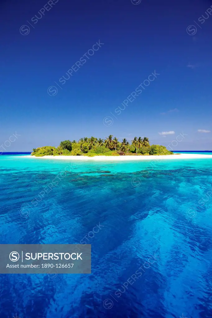 Tropical island and lagoon in Maldives, Indian Ocean, Asia