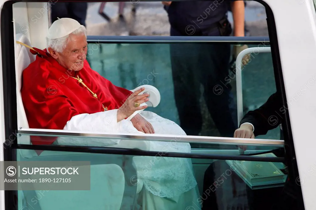 Pope Benedict XVI at Cybeles Square during World Youth Day 2011, Madrid, Spain, Europe