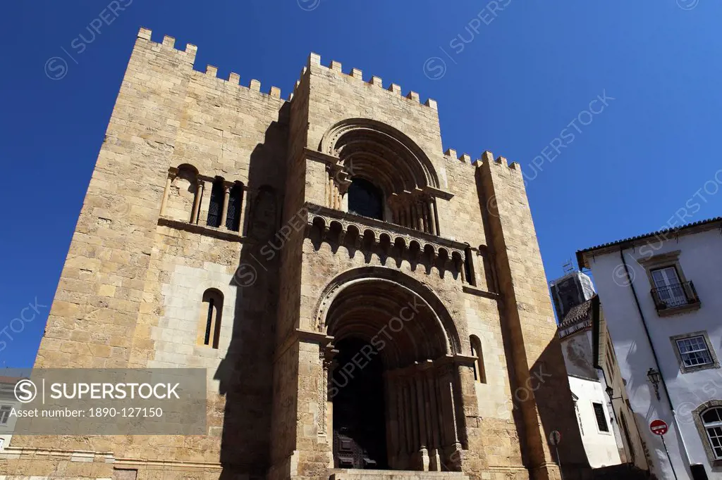 Portal of the Old Cathedral Se Velha, a Romanesque place of worship begun in 1162, Coimbra, Beira Litoral, Portugal, Europe