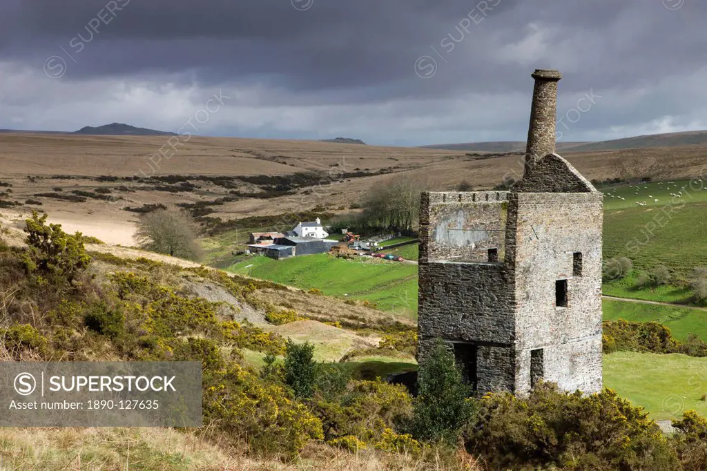 The ruins of Wheal Betsy tin mine on the western edge of Dartmoor National Park, Devon, England, United Kingdom, Europe