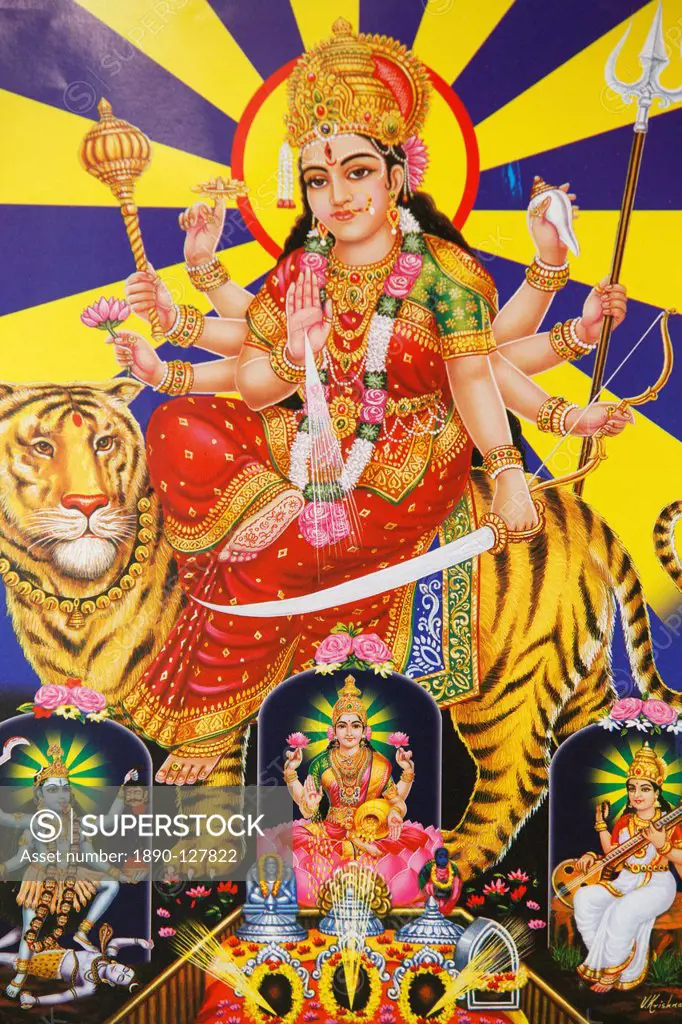 Picture of Hindu goddess Durga, India, Asia