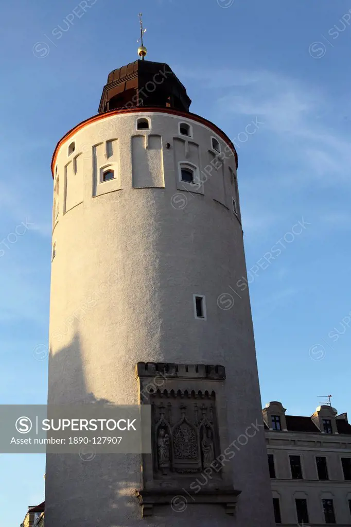 The Fat Tower Frauenturm Dicke Turm, part of the medieval city defences in Goerlitz, Saxony, Germany, Europe