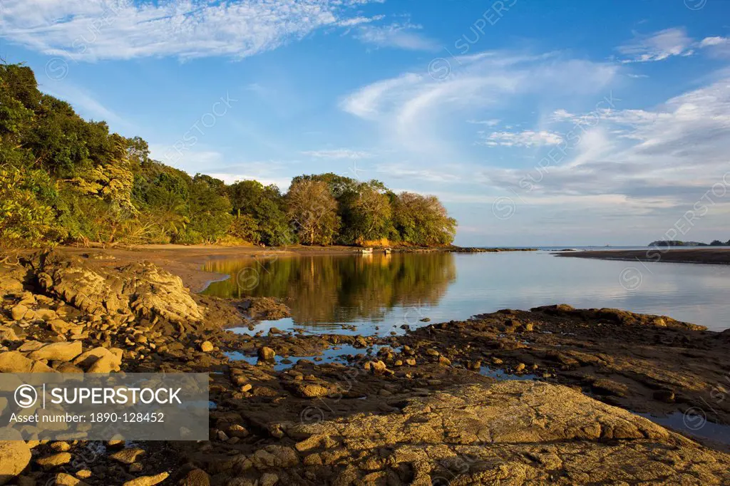 Calm bay on the island of Boca Chica in the Chiriqui Marine National Park, Panama, Central America
