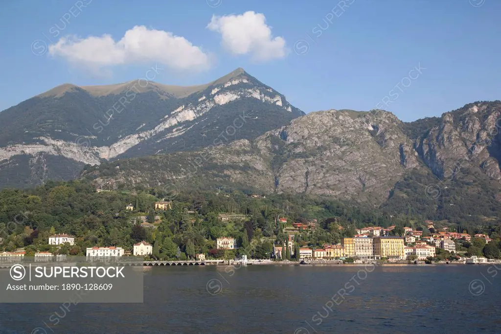View of the town of Cadenabbia from ferry, Lake Como, Lombardy, Italian Lakes, Italy, Europe