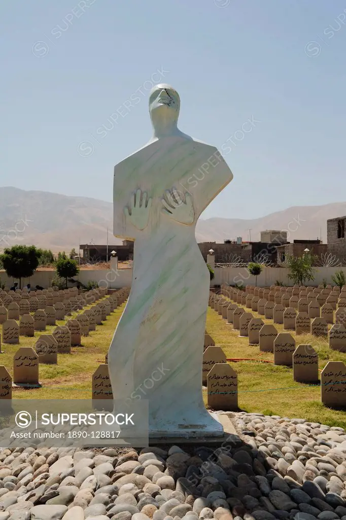Memorial cemetery to the victims of Saddam Hussein´s chemical gas attack on the Kurdish town of Halabja, Iraq, Middle East